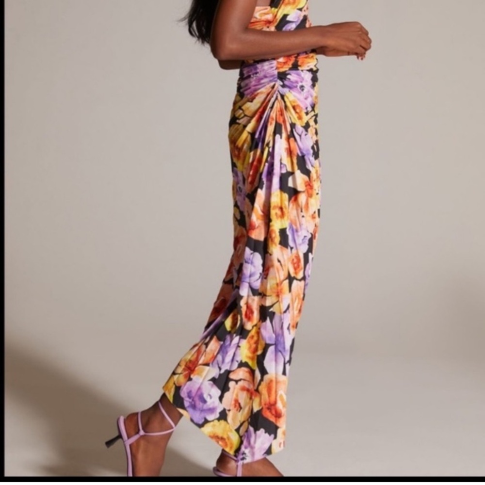 Anthropologie Geisha Designs Asymmetrical Hem Midi Dress 🧡